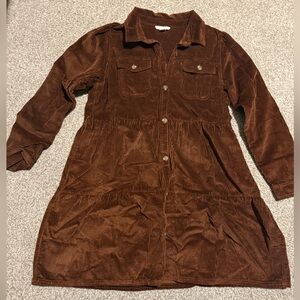 American Eagle Corduroy Button-Up Long-Sleeve Dress